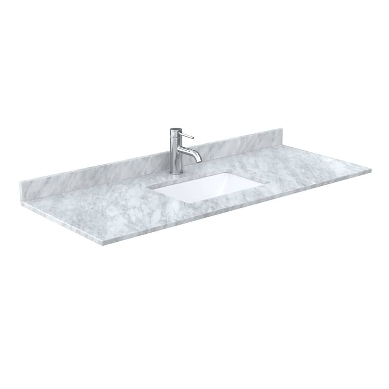 Wyndham Collection WCVVCA154STOPUNS-NAT 54" Marble Vanity Top with - White Carrara Marble - Painted