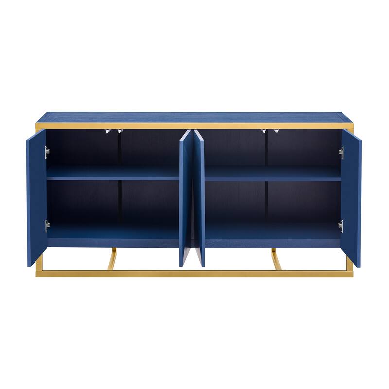 Sideboard Cabinet with 4 Doors, Kitchen Buffet Cabinet with Metal Legs, Storage Cabinet with Adjustable Shelves
