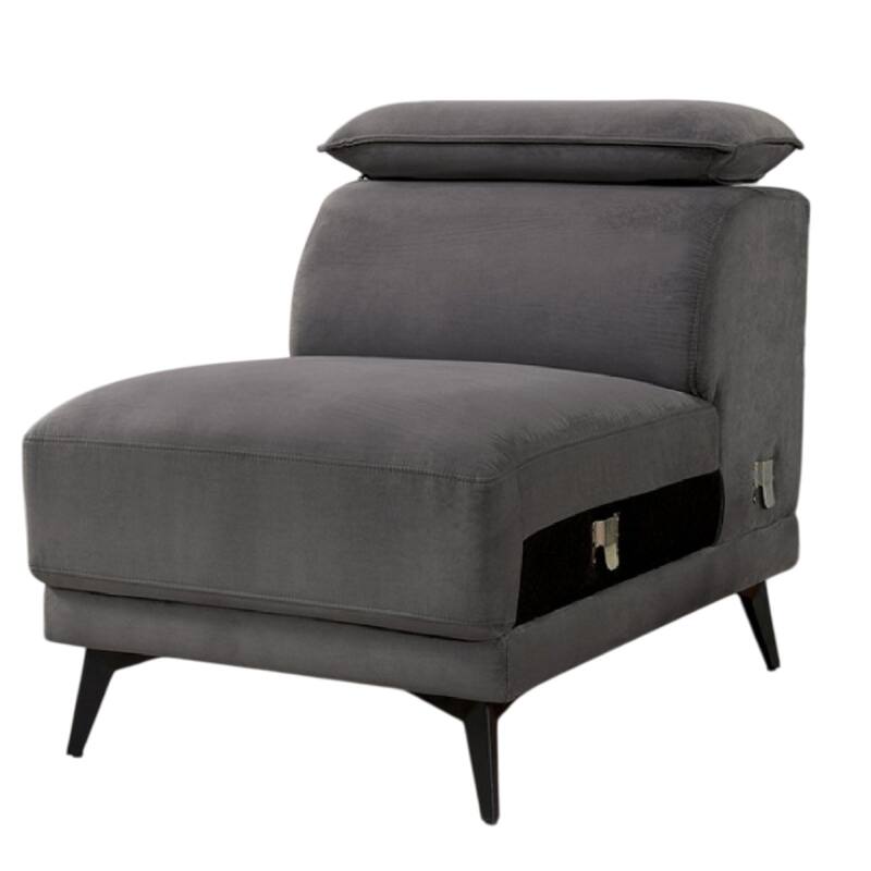 Panie Modular Armless Lounge Chair, Adjustable Headrest, Dark Gray Fabric