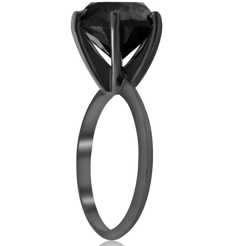 5 1/2ct Black Diamond Solitaire Engagement Ring Black Gold