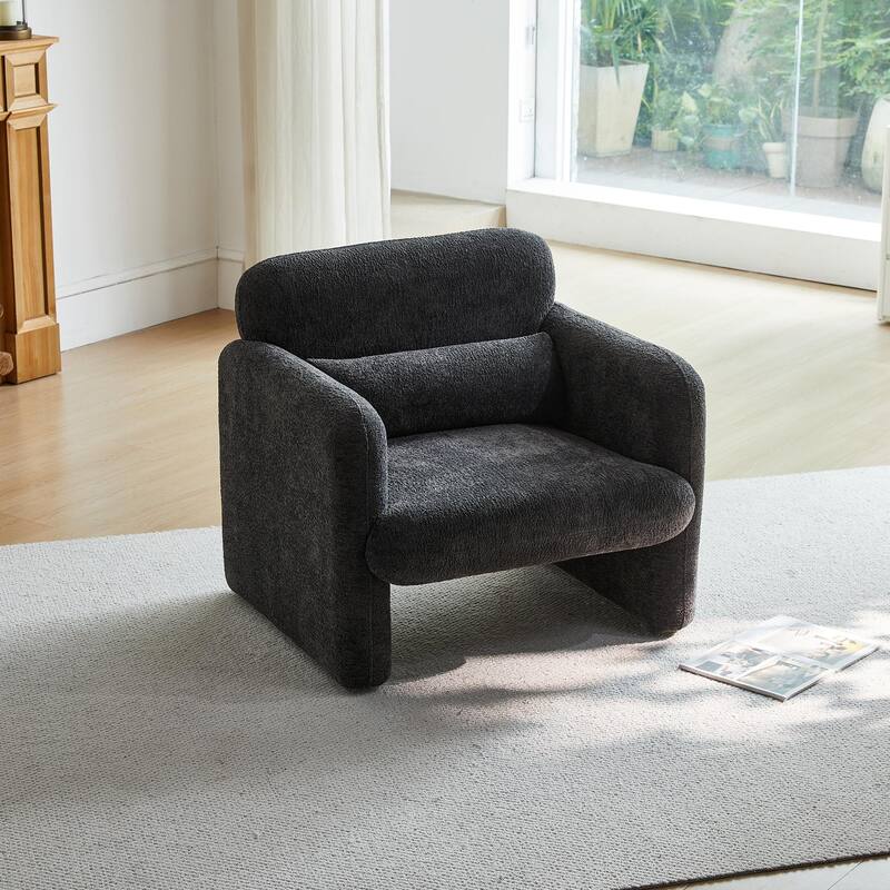 Accent Chair, Curved Back Single Armchair, Plush Upholstered