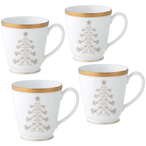 slide 2 of 5, Noritake Charlotta Gold Set Of 4 Holiday Tree Mugs, 12 Oz.