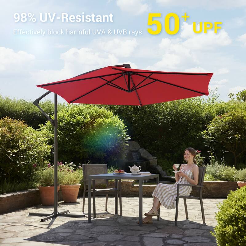 BONOSUKI 10ft Patio Offset Umbrella Outdoor Hanging Umbrella