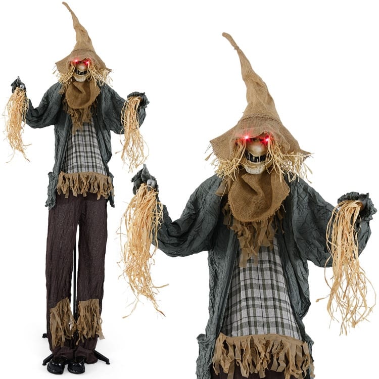 Brown-Black Metal Fabric 7ft Animated Halloween Scarecrow Decoration