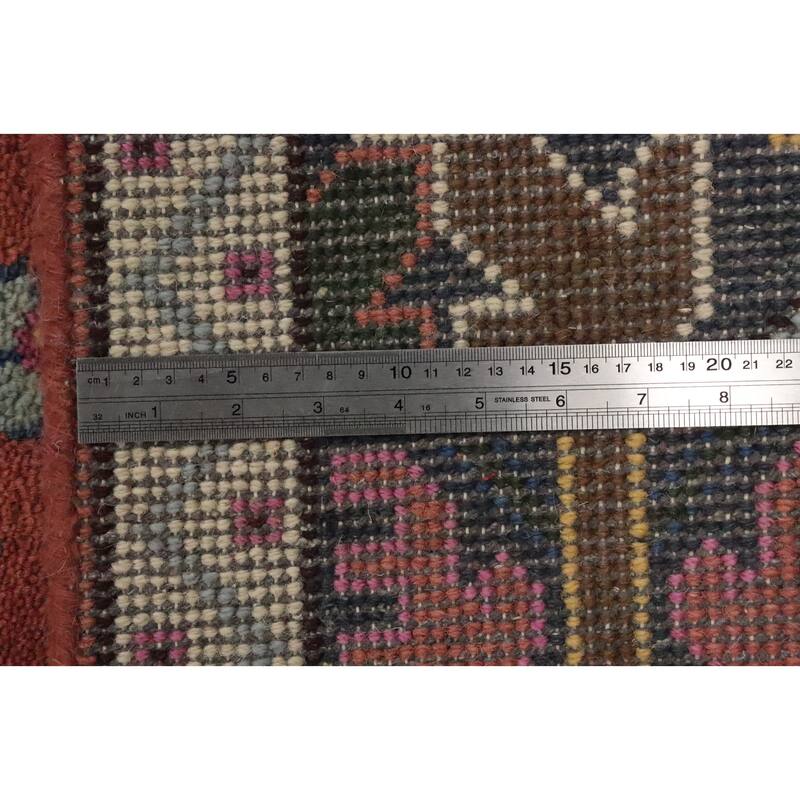 Hand Knotted Oriental 100% Wool Carpet Traditional Geometric Oranges & Rust Kazak Area Rug - 11' 10'' X 9' 0''