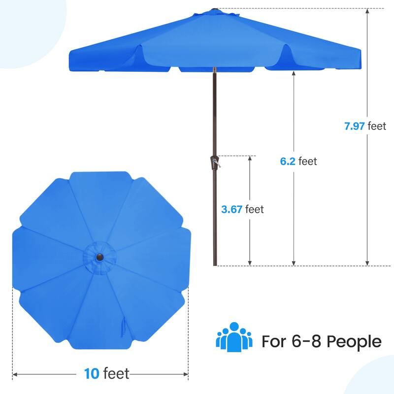 10ft Patio Market Umbrella with UV-Resistant and Sagging Edge Designed