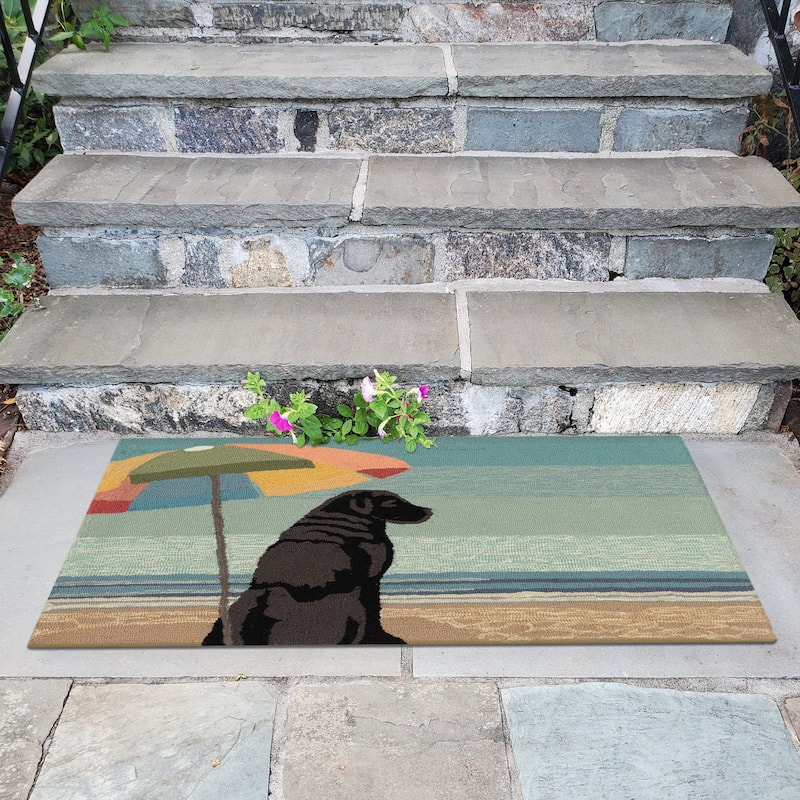 Liora Manne Frontporch Parasol And Pup Indoor/Outdoor Rug