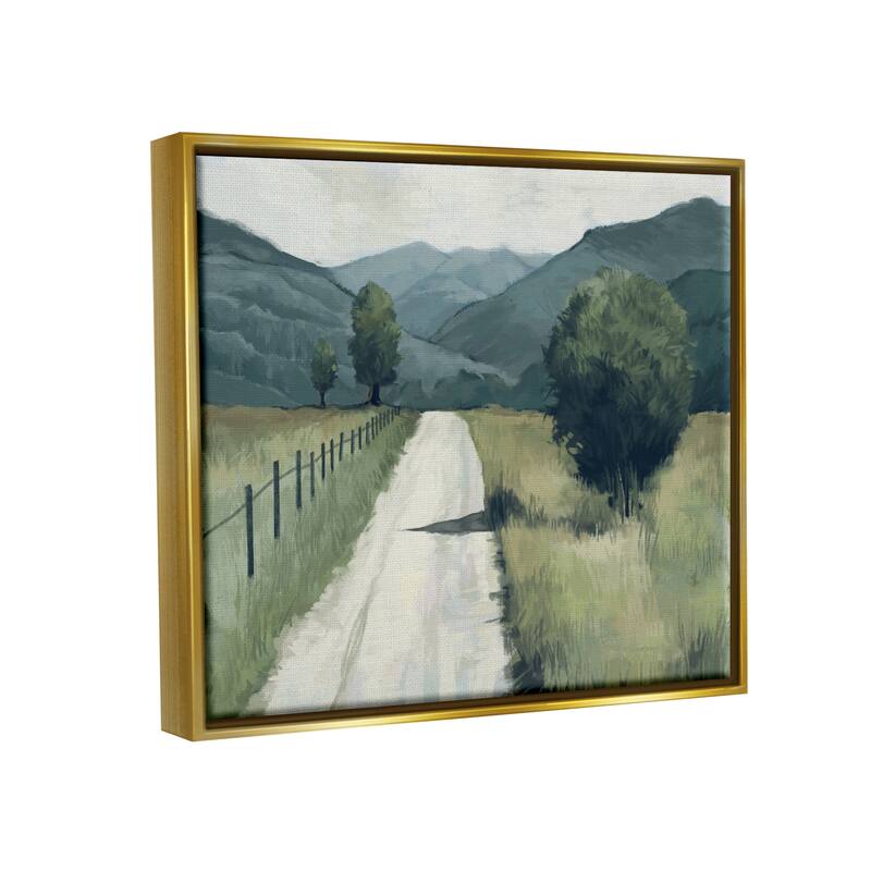 Stupell Farmland Fields Green Blue Landscape Painting Floater Frame
