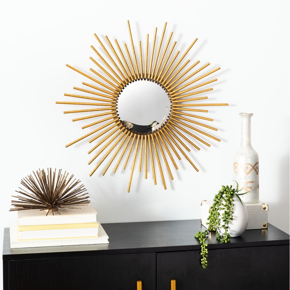 23 x 1.5 x Black Polished Gold Glass Small Round Mirror