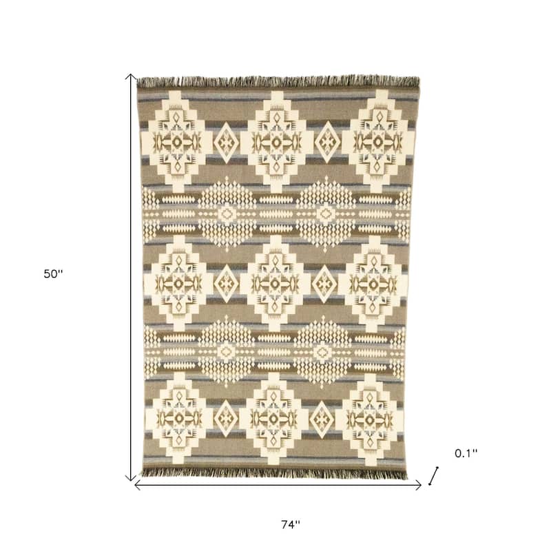 HomeRoots Gray Woven Acrylic Reversable Throw