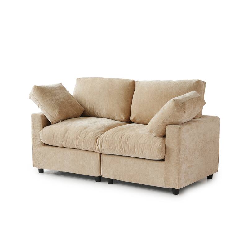 67" Modern Loveseat Sectional Sofa for Living Room,Chenille Modular Couch, Removable Cover, Spring Cushions, Solid Wood Frame