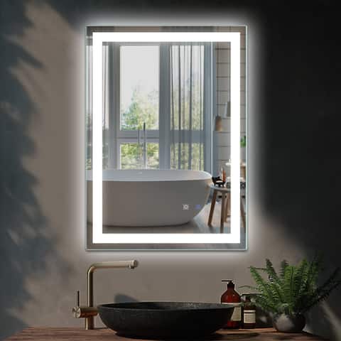 Rectangle Iron Framed Dimmable Anti-fog Wall Bathroom Vanity Mirror - 20" x 28"