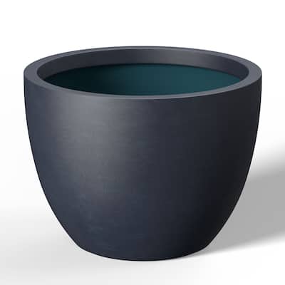 Concrete Round Planter with Enhanced Interior Pot with Drainage Holes
