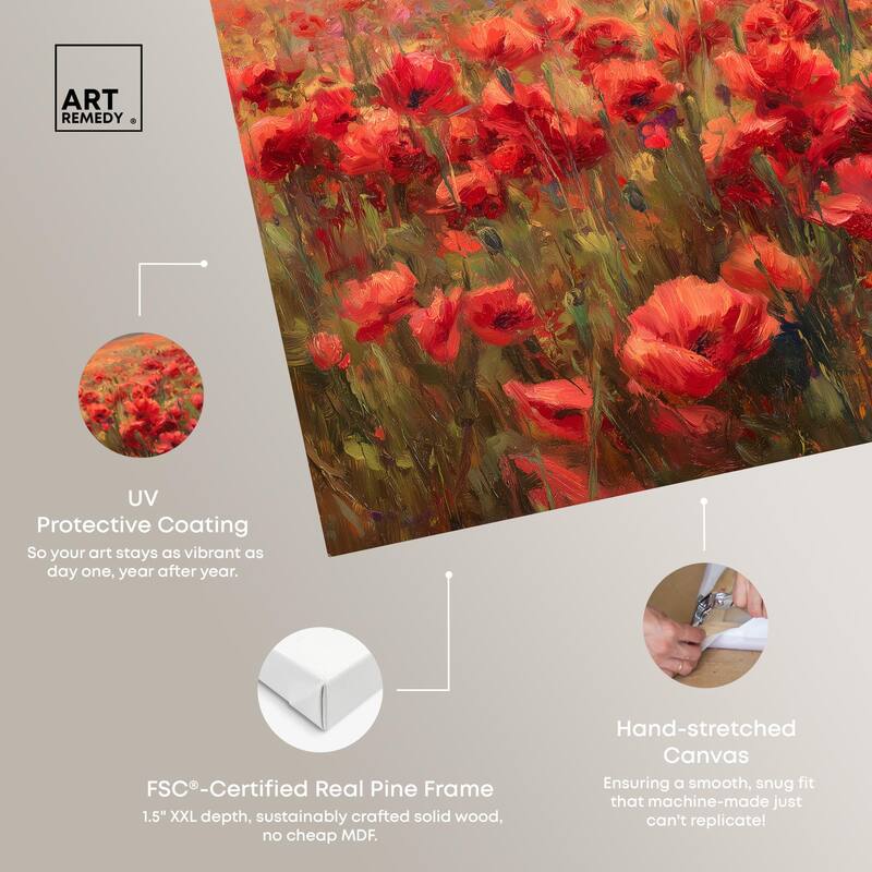 Sea of Red Poppies II Canvas by Art Remedy, Gallery Wrapped