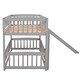 preview thumbnail 33 of 34, Twin Over Twin Wooden Bunk Bed,Low Bunk Bed with Built-In Ladders and Slides