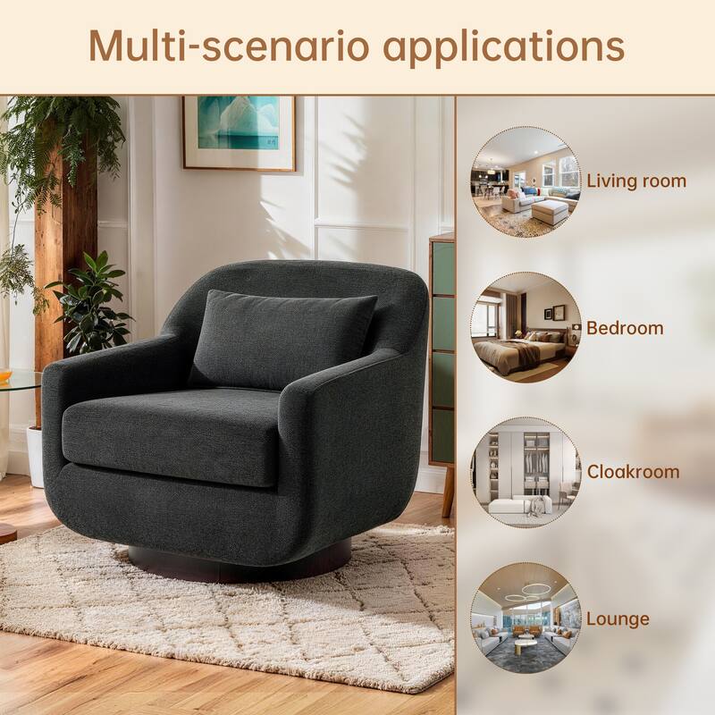 Miles Chenille Scandinavian Swivel Lounge Armchair