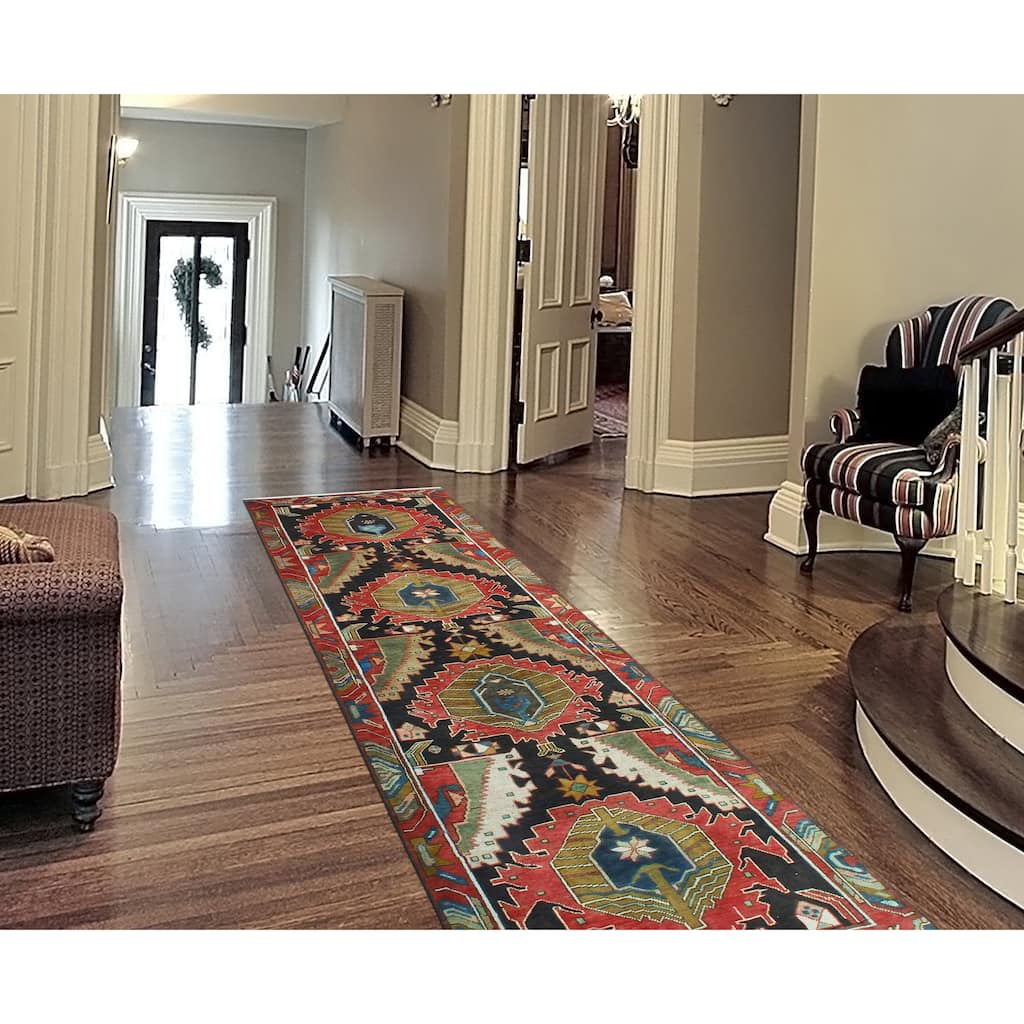 Fine Vintage Distressed Mandala Rust/Charcoal Runner - 3'5" x 12'5"