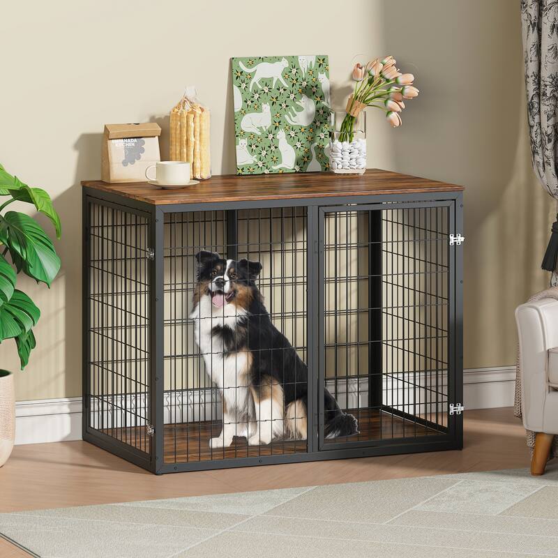 47" Dog Crate Dog Cage Furniture with 3 Doors,for Large & Medium Dogs