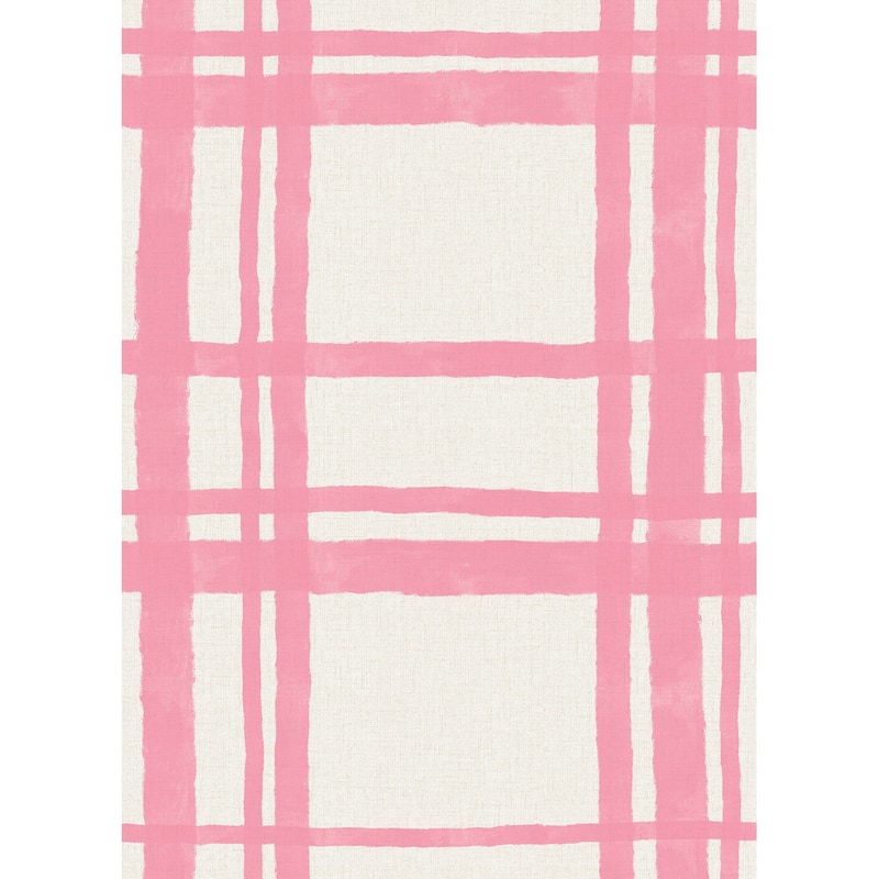 Packed Party Plaid Think Pink Geometric Peel and Stick Wallpaper