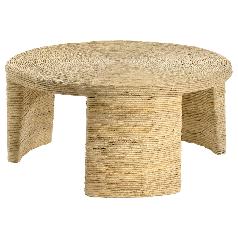 Artina Woven Rattan Round Coffee Table Natural Brown - Wicker - Natural
