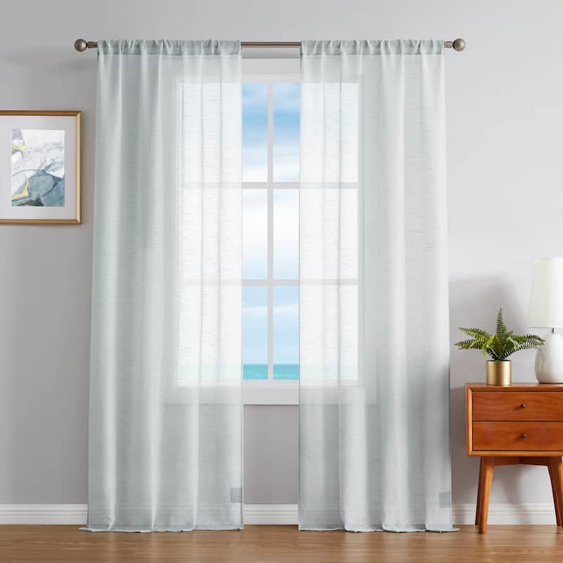 Nautica Erasmus Sheer Rod Pocket Window Curtain Panel Pair