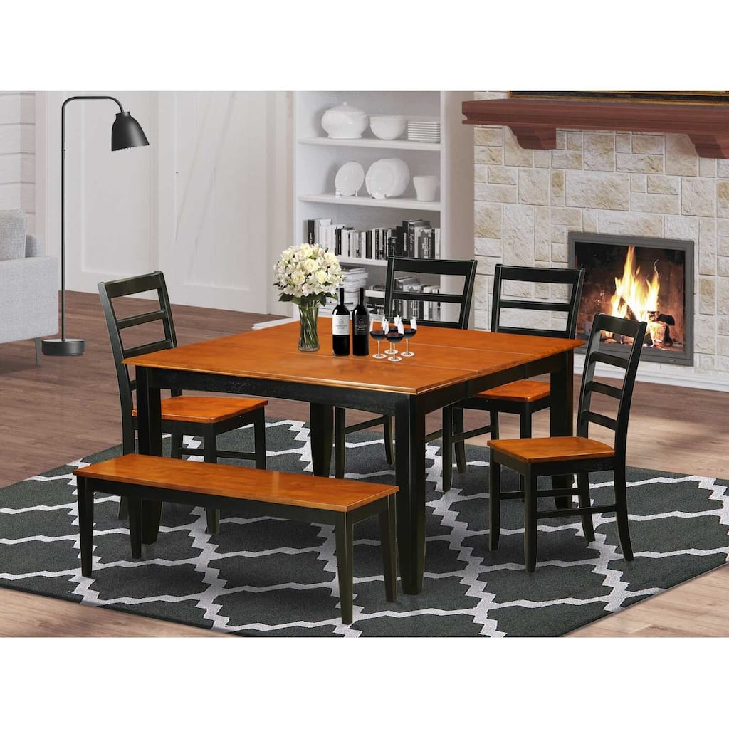 Gothic Glamour Dinette Set - Kitchen Table & 4 Chairs with Bench - Solid Wood