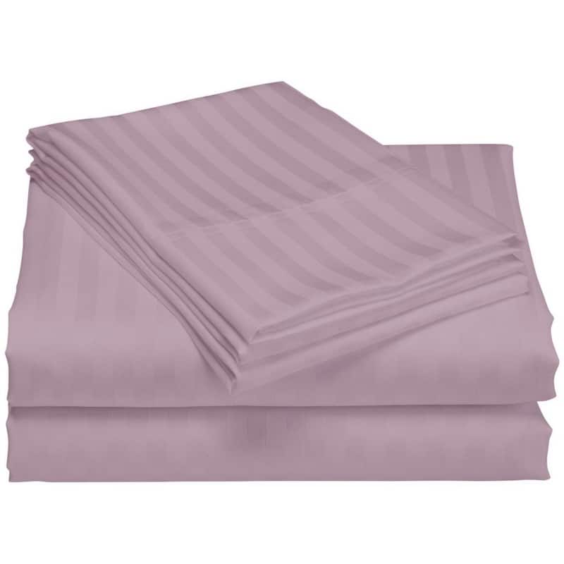 1200 Thread Count Cotton Deep Pocket Luxury Hotel Stripe Sheet Set - Purple - Queen