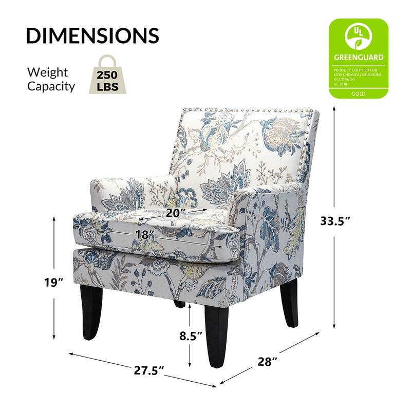 Akorda Classic Armchairs with Nailhead Trim and Solid Wood Legs Set of 2 by HULALA HOME