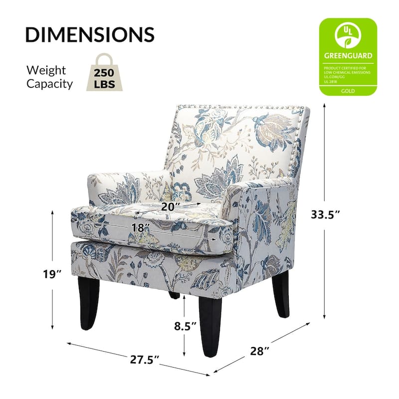 Akorda French Country Armchair with Nailhead Trim and Solid Wood Legs by HULALA HOME