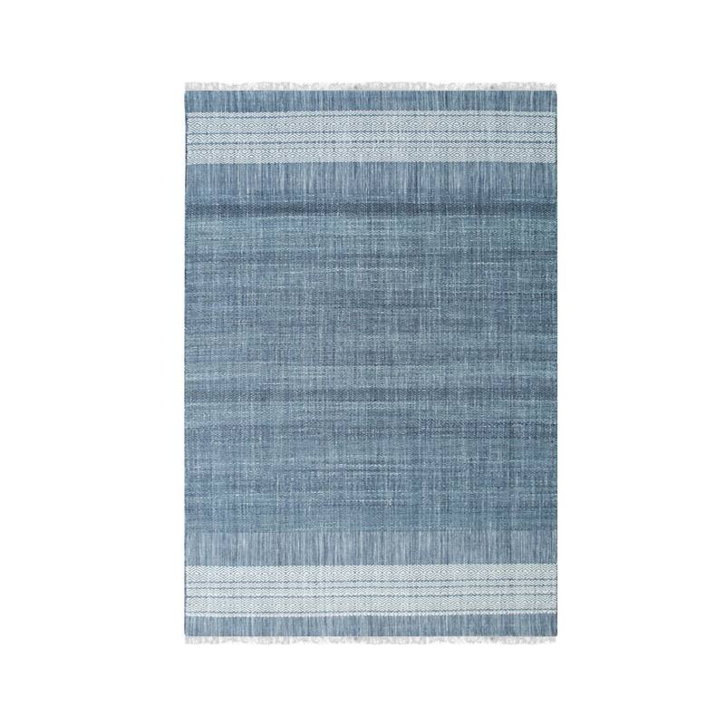 Hand-Knotted Wool Blue Modern Contemporary HANDLOOM Flat Weave DURRIE Rug - 6' x 9'