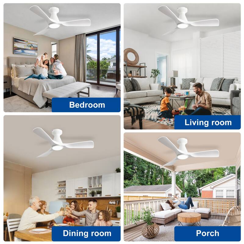 Ceiling Fan Without Light: 42-52 Inch 3 Blade Indoor Outdoor Fans for Patios
