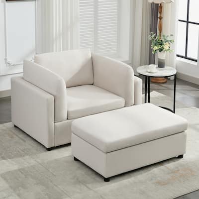 Modern Oversized Armchair with Ottoman for Living Room