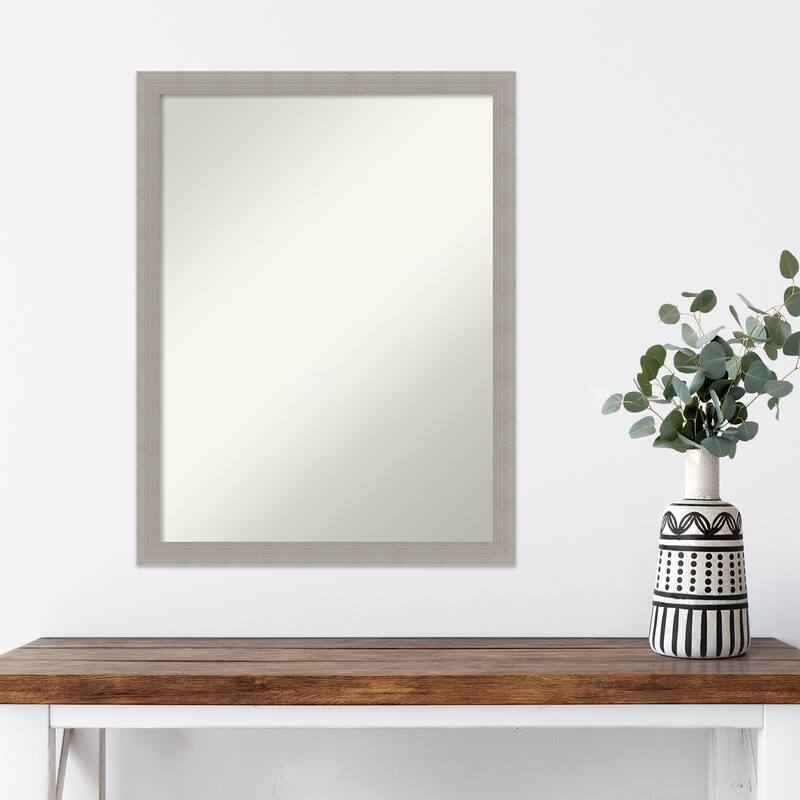 Woodgrain Stripe Non-Beveled Wood Framed Wall Mirror