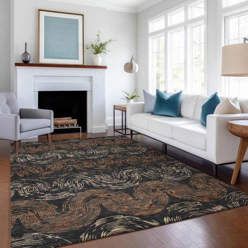 Machine Washable Indoor/ Outdoor Modern Ari Chantille Rug