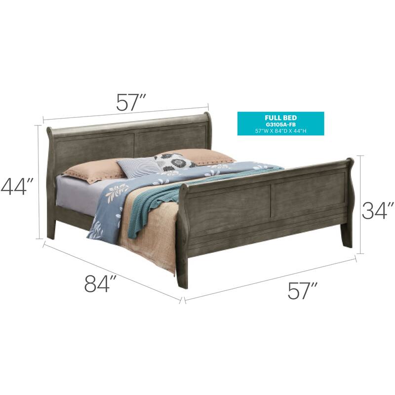 Gray Full Bed with Transitional Style, Neutral Finish and Durable Build for Modern Bedrooms with Organized Living
