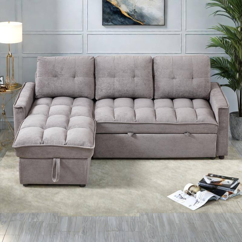78.75" Chenille Reclining Sectional Sofa with USB/Type-C Charging, Hidden Storage & Ottoman