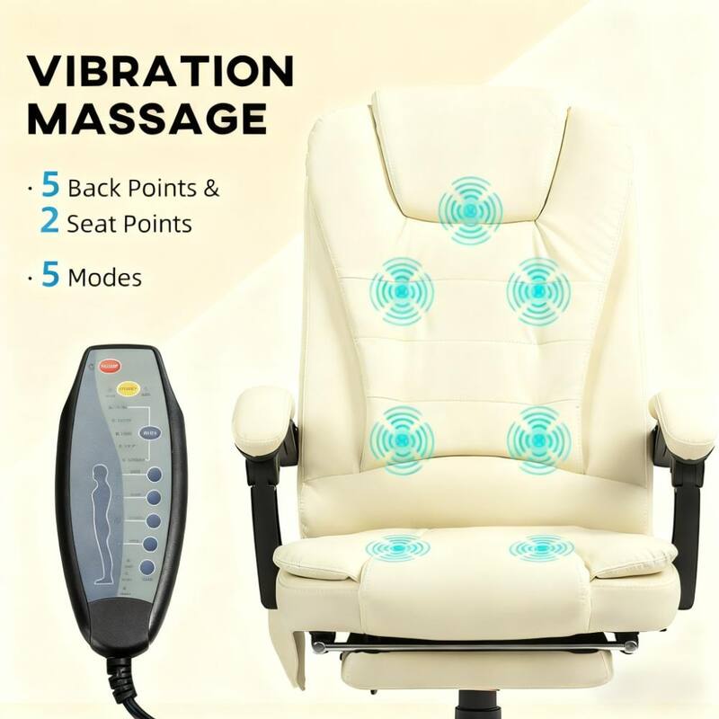 Massaging Office Desk Chair, Massage Office Chair High Back with Lumbar Support, Footrest