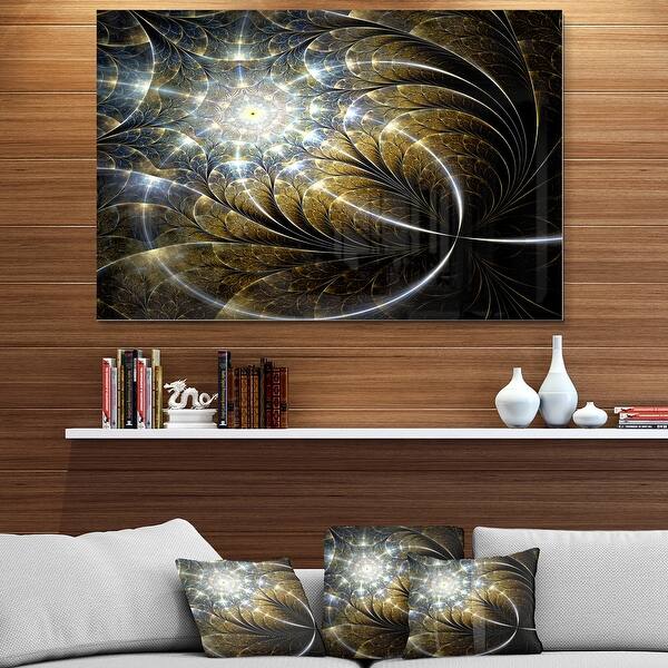 Designart 'Symmetrical Dark Golden Fractal Flower' Abstract Metal Wall