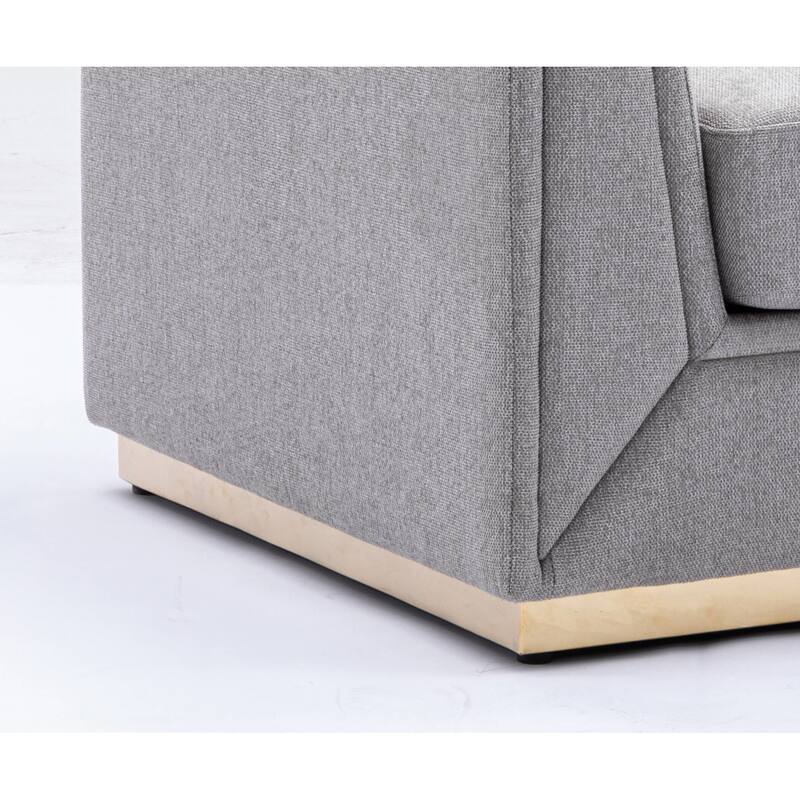 Gray 37" Linen Upholstered Accent Chair