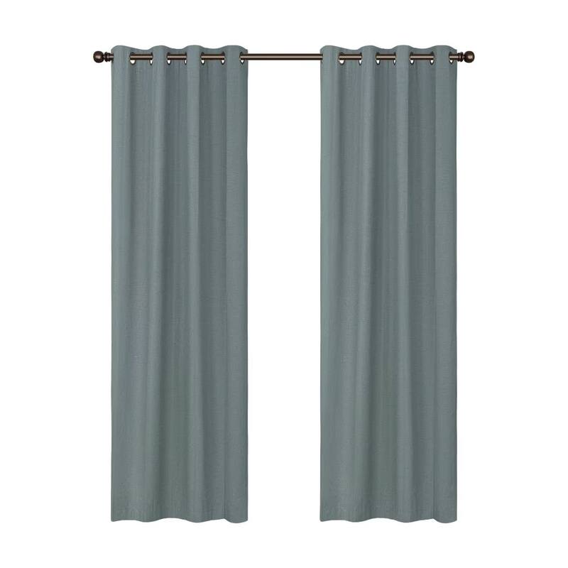 Linen Slub Blackout Grommet Curtain Pair(2 Panels)