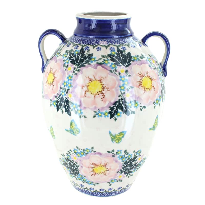 Blue Rose Polish Pottery 361 Vena Large Jug Vase
