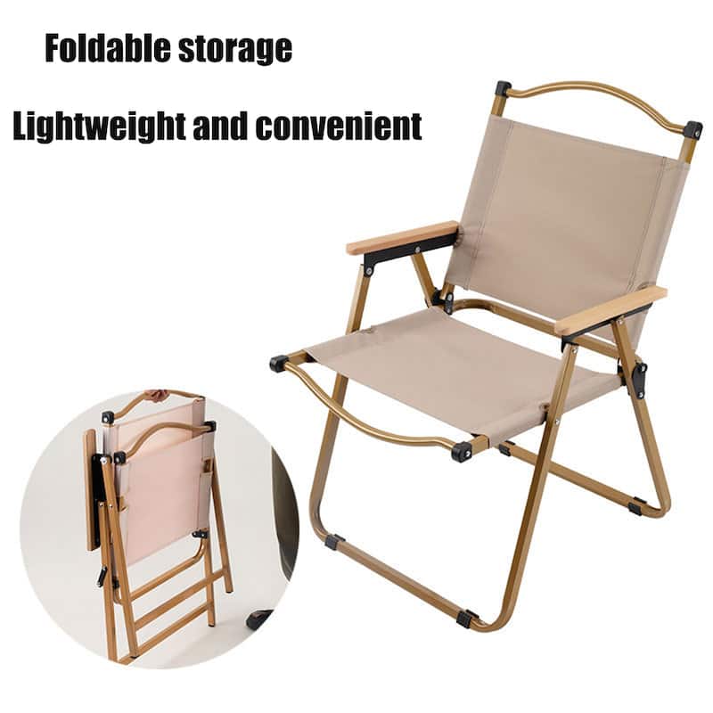 Outdoor folding chair fishing chair Kermit camping beach chair wood grain  chair garden chair - Bed Bath & Beyond - 37779494