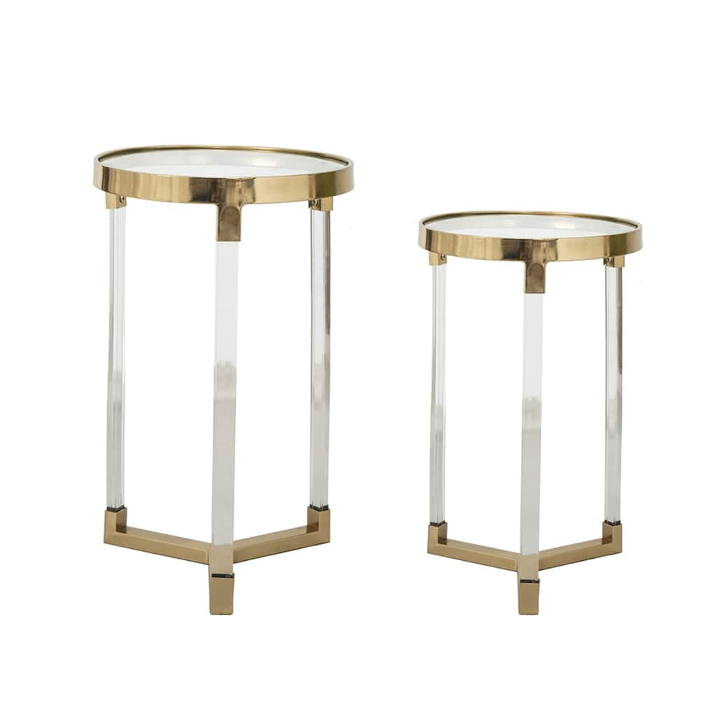 Round Accent End Tables with Glass Top - 24.25" - Set of 2