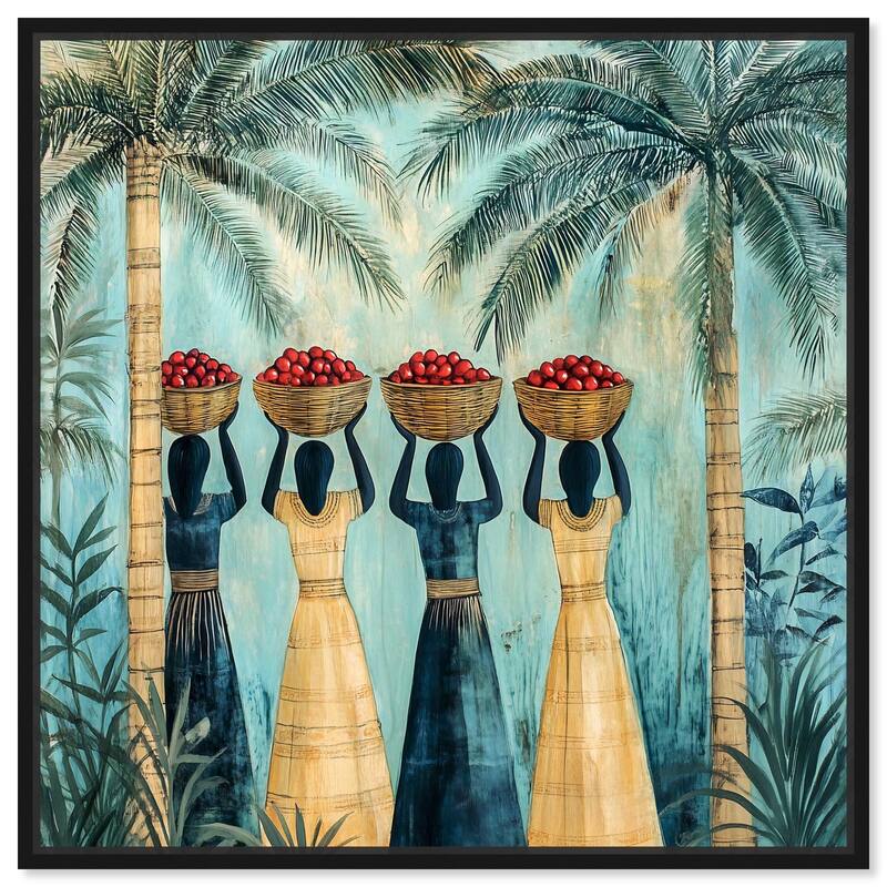 Walk Under Palms Canvas by Art Remedy - Black - 24" x 24"