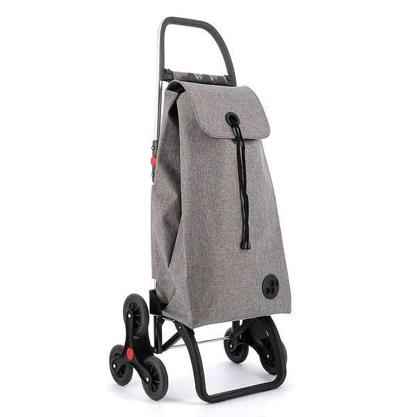 Rolser I-Max Tweed 6 Wheels Stair Climbers Foldable Shopping Trolley - 19.09 in. W x 42.32 in. H x 15.16 in. D - Grey