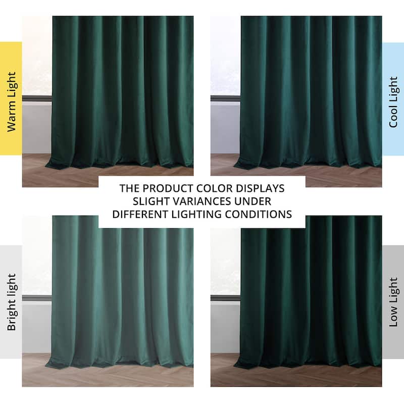 Exclusive Fabrics Basic Deluxe Velvet Room Darkening Curtain Pair - 2 Panels Window Curtains