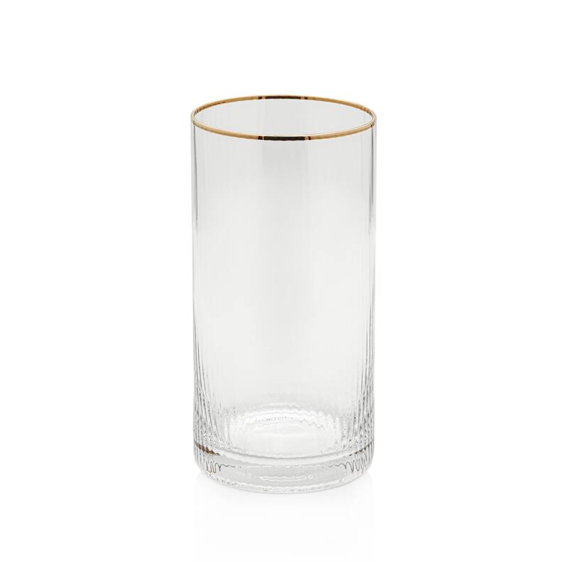 Optic Highball Glasses with Gold Rim, Set of 6