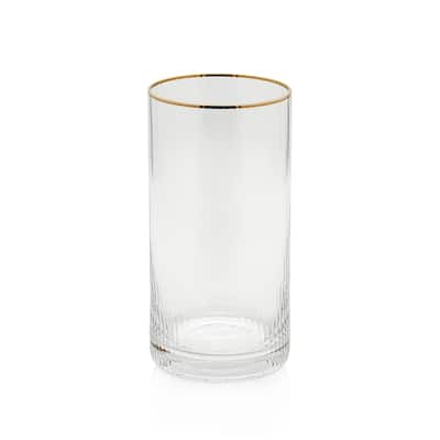 Optic Highball Glasses with Gold Rim, Set of 6