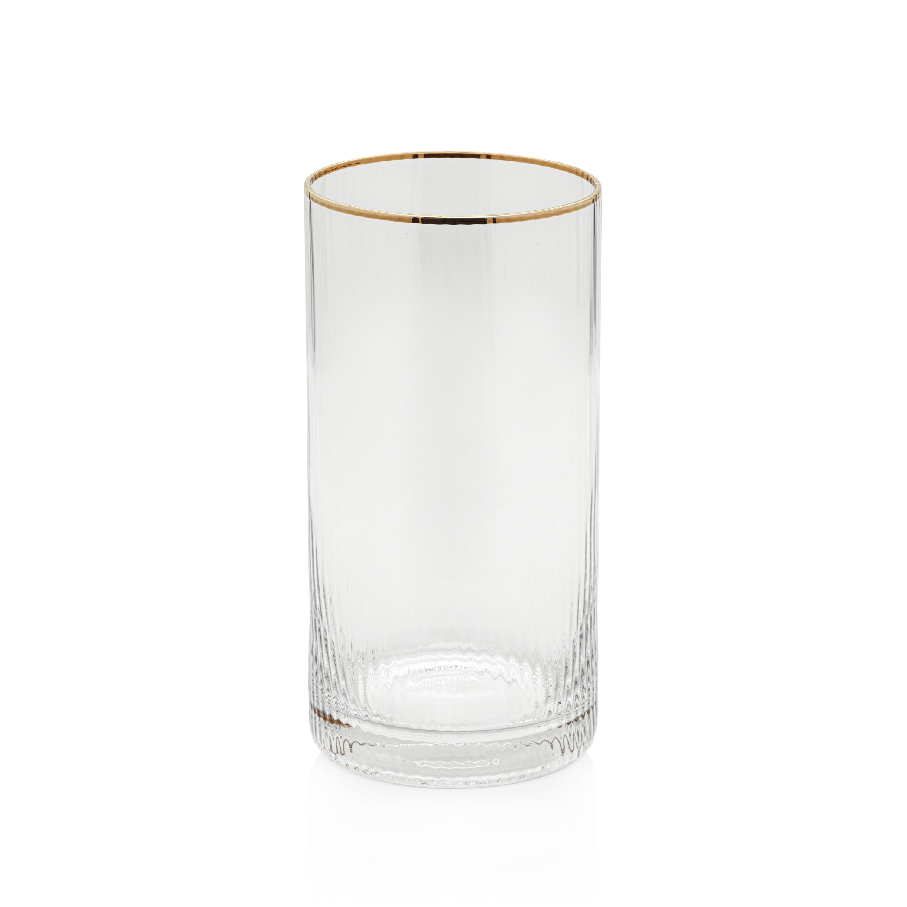 Optic Highball Glasses with Gold Rim, Set of 6