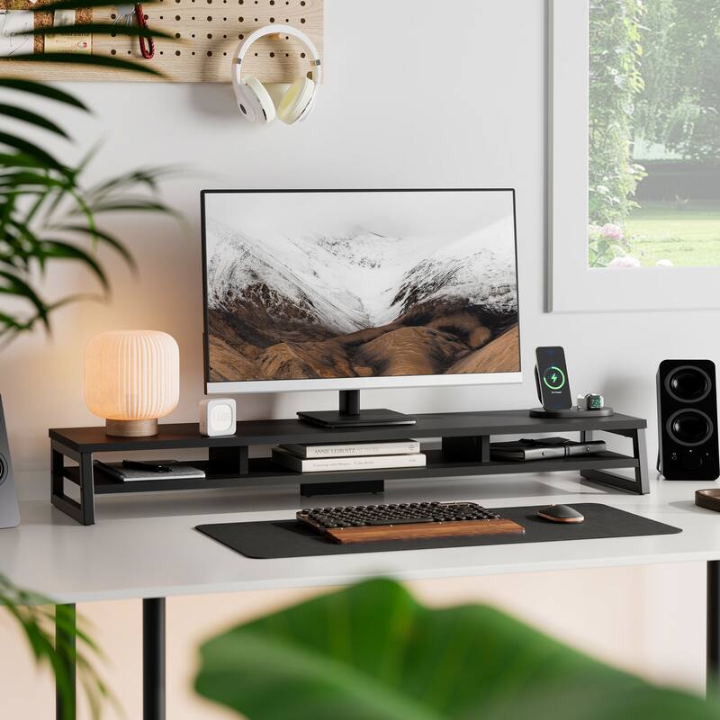 Fenge Dual Monitor Stand Riser for Desk, 42.5in Large Monitor Stand for 2 Monitor - 42.5x9.2x5.4 inches